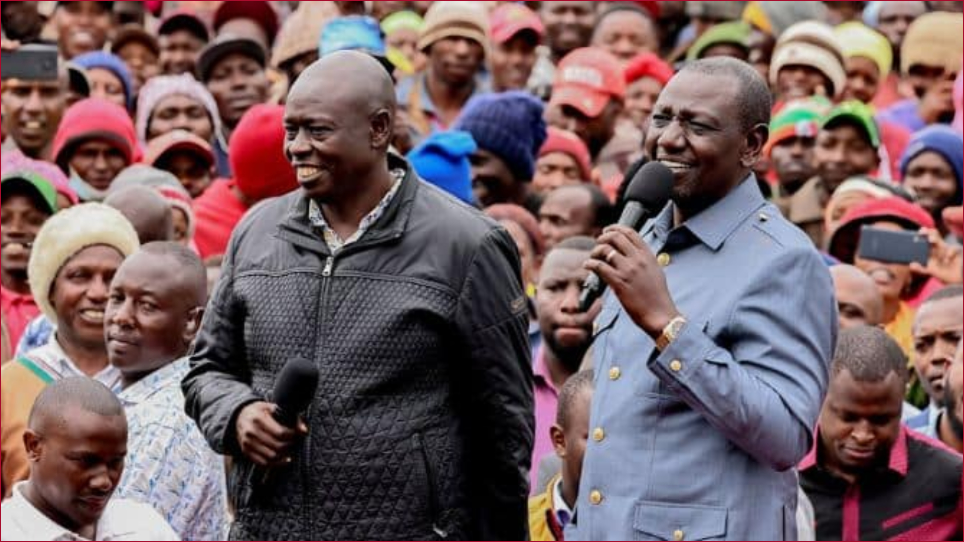 President William Ruto and his former deputy Rigathi Gachagua in a past political rally.